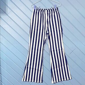 Alredine Navy & White Striped Flared Boho Pants